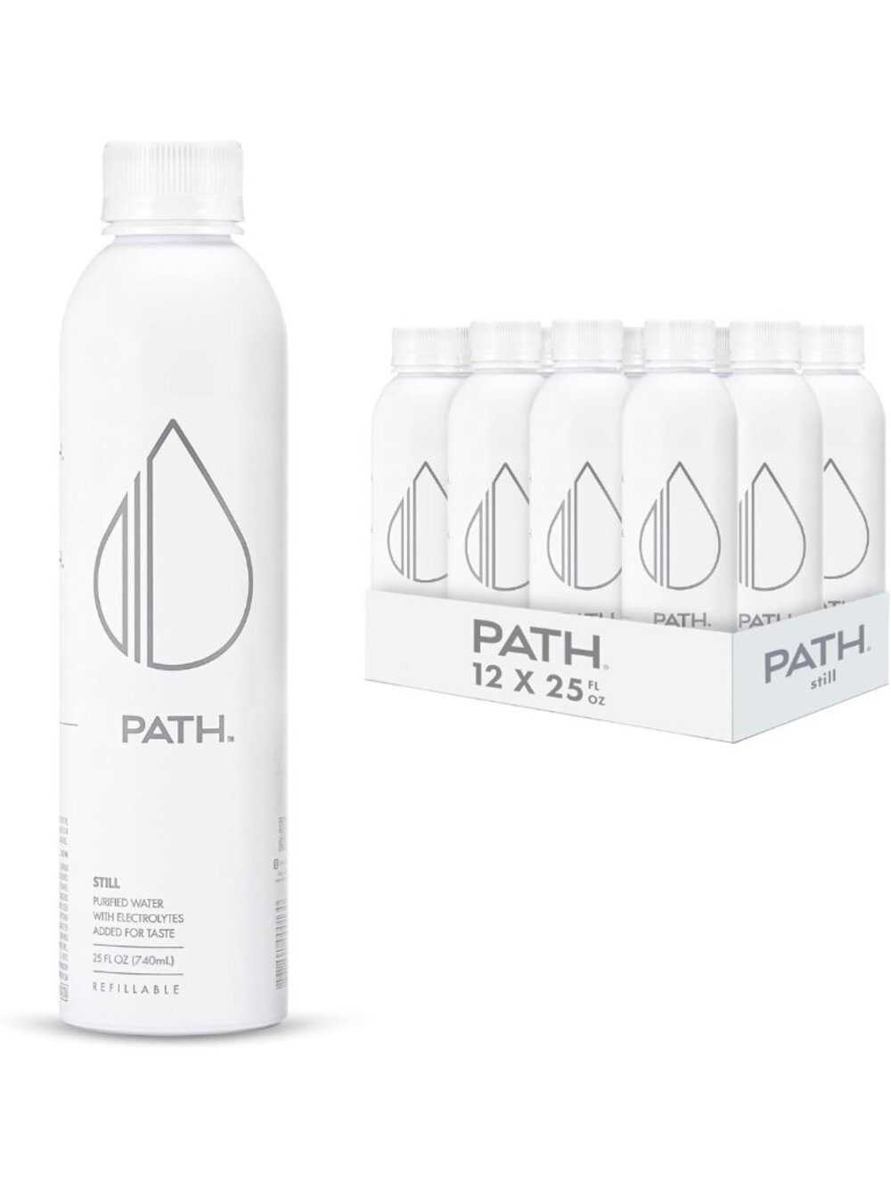 Ultra-Purified pH-Balanced Water in Aluminum Bottles - BPA-Free, Reusable, 25 fl